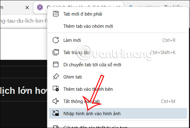 Tùy chọn chuột phải Picture in Picture trên Edge