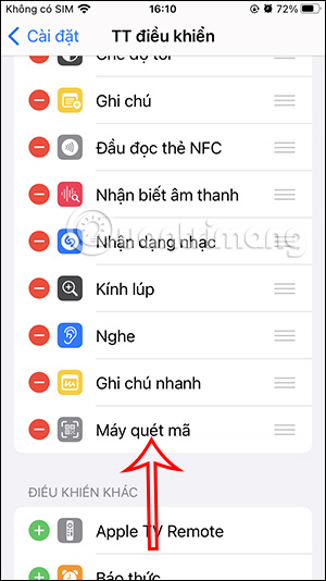 Máy quét mã trên iPhone