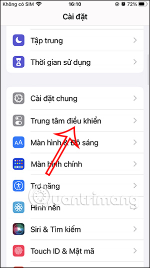 Trung tâm điều khiển trên iPhone 