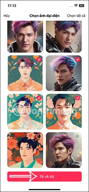 Chọn tải avatar AI trên TikTok