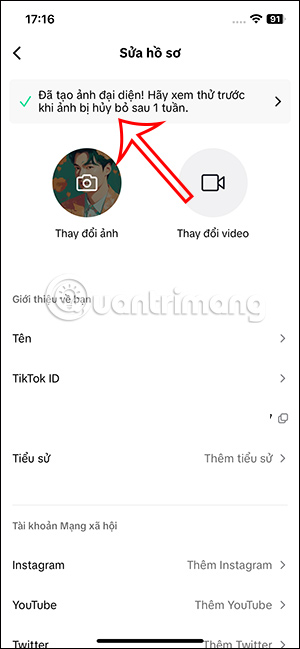 Xem lại avatar AI trên TikTok
