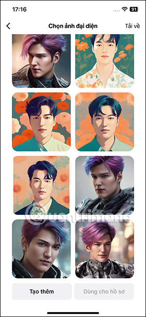 Chọn lại avatar AI trên TikTok