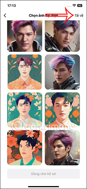 Tải avatar AI trên TikTok