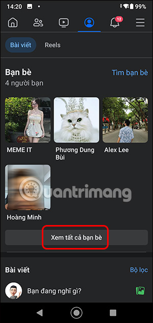 Xem tất cả bạn bè Facebook