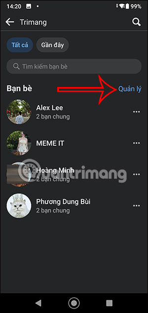 Quản lý bạn bè trên Facebook