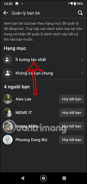 Lọc bạn bè không tương tác trên Facebook