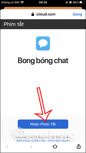 Nhận phím tắt Bong bóng chat