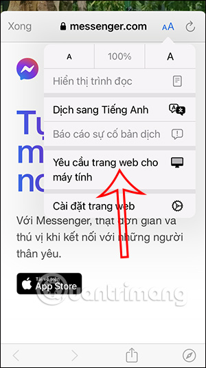 Sử dụng trang web Messenger PC