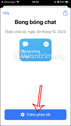 Thêm phím tắt bong bóng chat Messenger