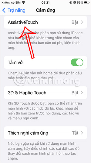 Bật AssistiveTouch