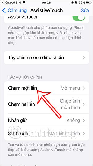 Thao tác chạm 1 lần phím Home ảo