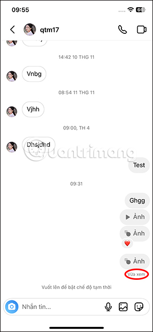 Thông báo đã xem ảnh 1 lần trên Instagram