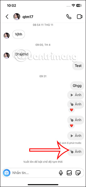 Thông báo xem ảnh trên Instagram