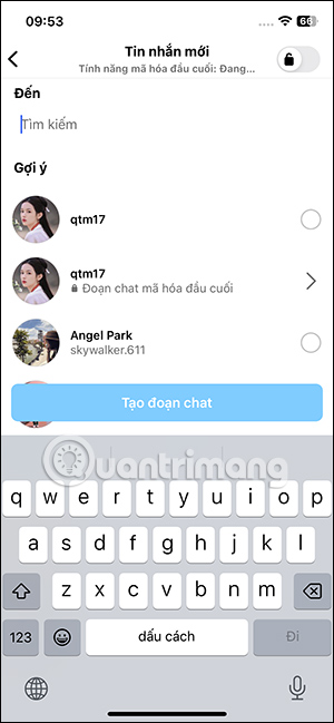 Tạo tin nhắn Instagram mới