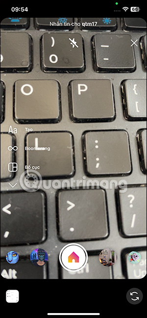 Giao diện chụp ảnh trên Instagram