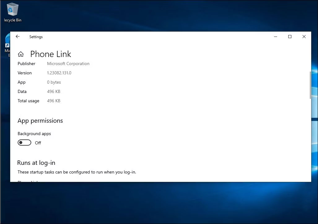 Vô hiệu hóa quyền chạy nền cho Phone Link