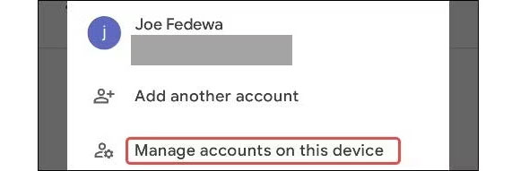 "Manage Accounts on this Device”