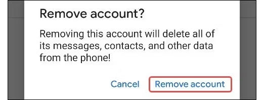 Nhấn vào "Remove Account”