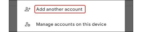 Nhấn vào "Add Another Account”