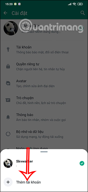 Thêm tài khoản WhatsApp