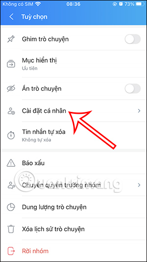 Cài đặt cá nhân trong nhóm Zalo
