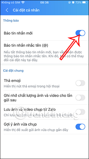 Tắt thông báo mới trong nhóm Zalo