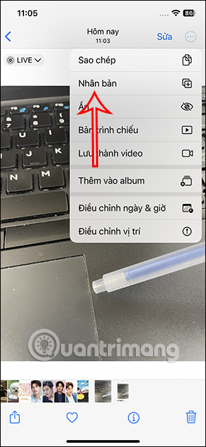 Nhân bản ảnh Live Photo