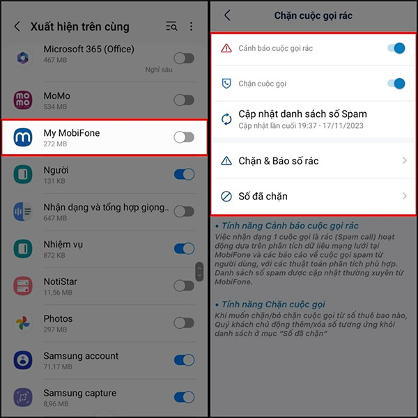 Tùy chỉnh chặn cuộc gọi trên My MobiFone
