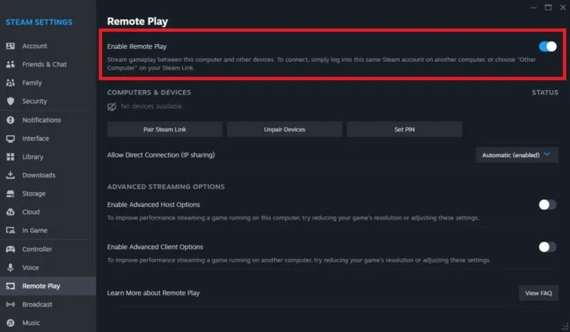 Kích hoạt Remote Play