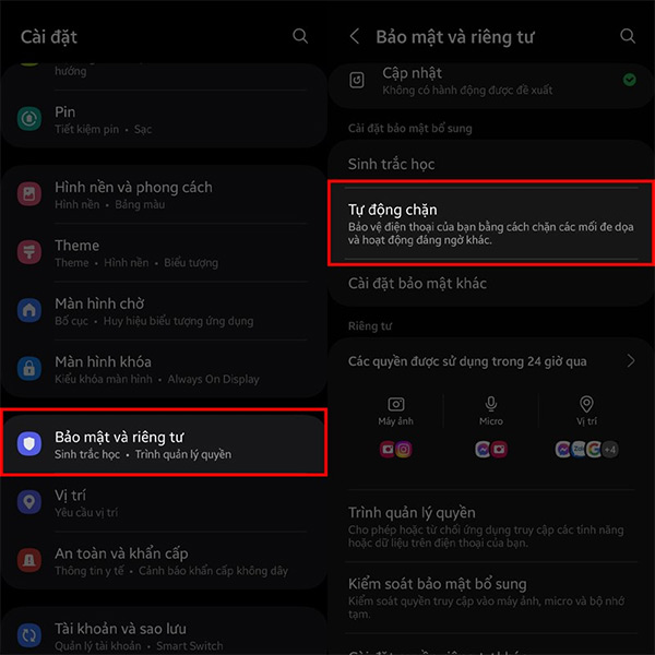 Tự động chặn trên Android