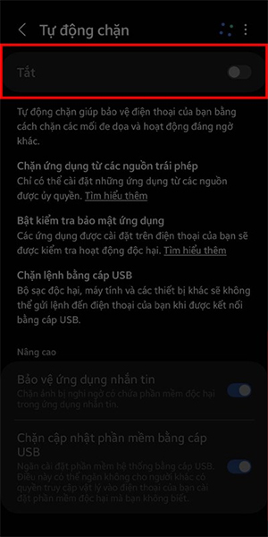 Bật tự động chặn trên Android