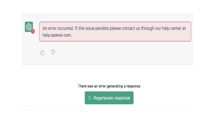 Thông báo lỗi khi người dùng truy cập trang ChatGPT. Ảnh: OpenAI Master