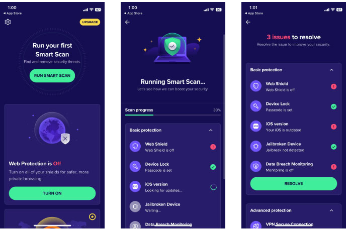 Avast trước, trong và sau khi chạy
