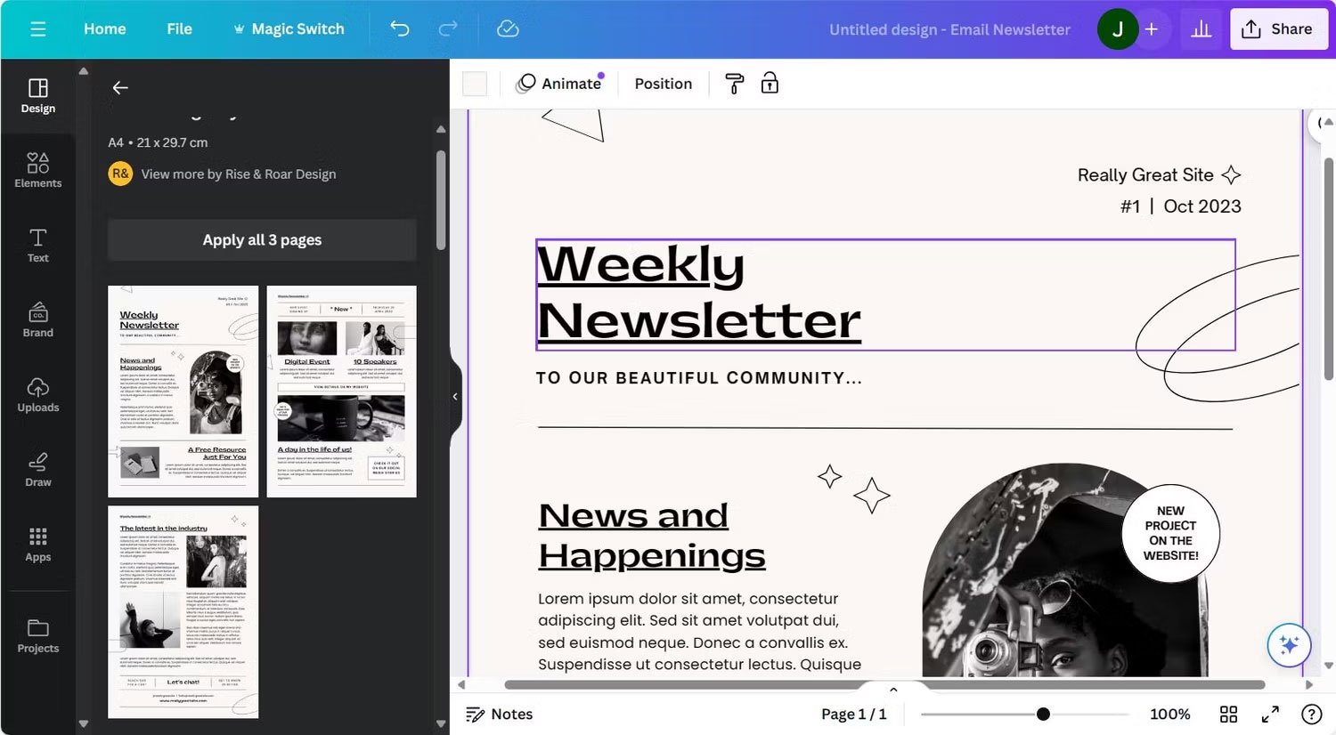 Thiết kế template email trên Canva