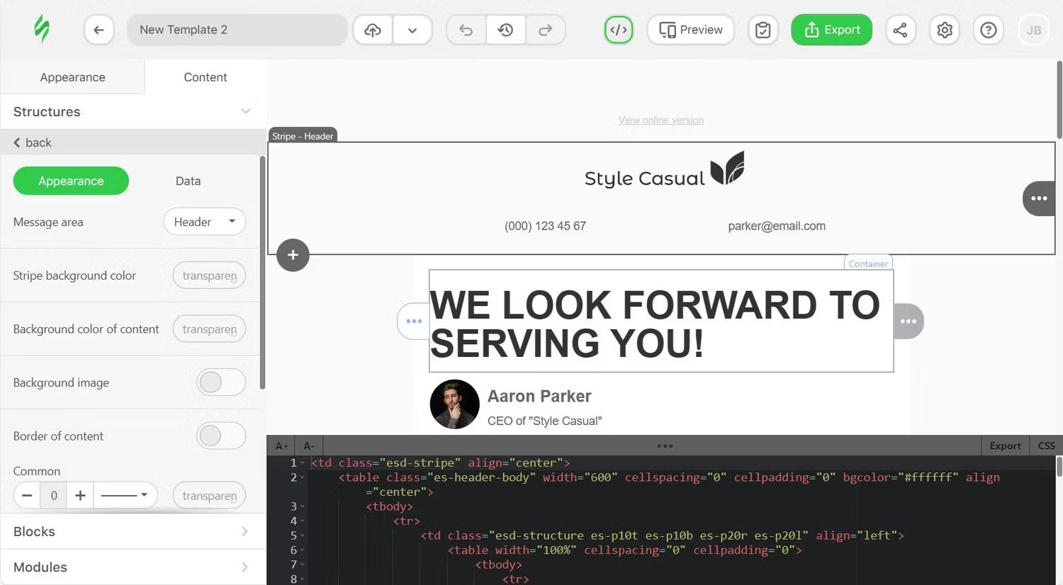 Trình tạo template email Stripo HTML