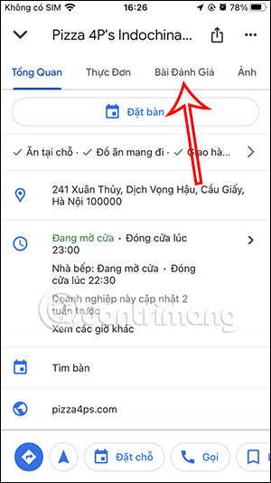 Bài đánh giá địa điểm trên Google Maps
