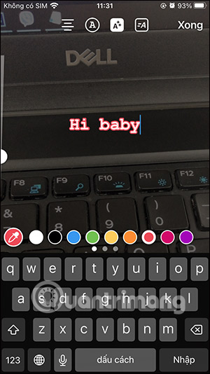 Chọn màu sắc văn bản video Reels Instagram