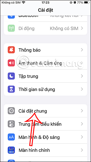 Cài đặt chung iPhone