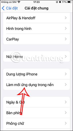 Làm mới ứng dụng trong nền iPhone