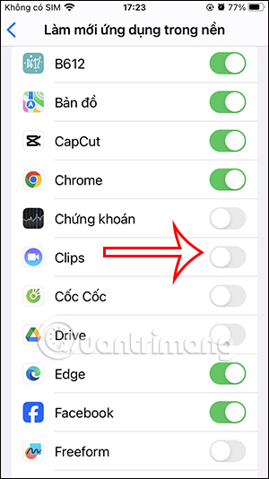 Tắt ứng dụng làm mới trong nền iPhone