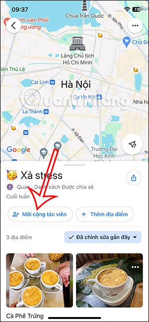 Thêm cộng tác danh sách địa điểm Google Maps