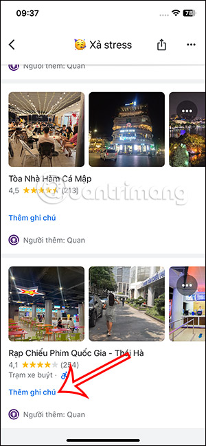 Thêm ghi chú địa điểm trên Google Maps