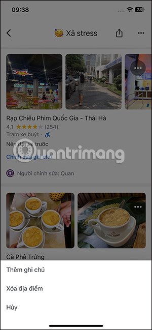 Chỉnh sửa địa điểm trong danh sách