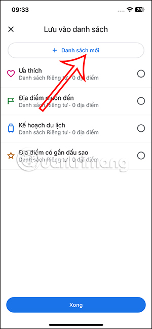 Danh sách chia sẻ địa điểm Google Maps