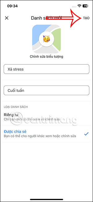 Tạo danh sách chia sẻ địa điểm Google Maps