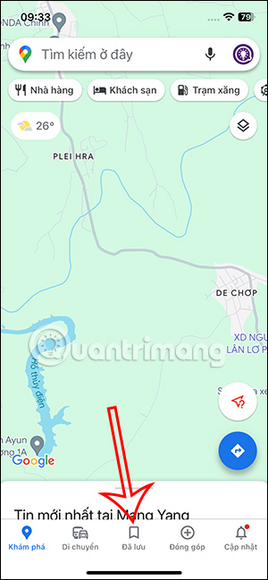 Danh sách địa điểm đã lưu Google Maps