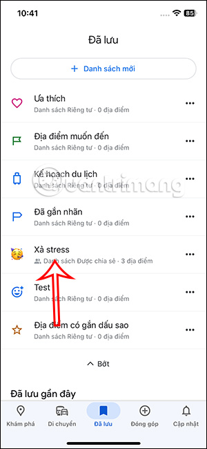 Danh sách địa điểm Google Maps