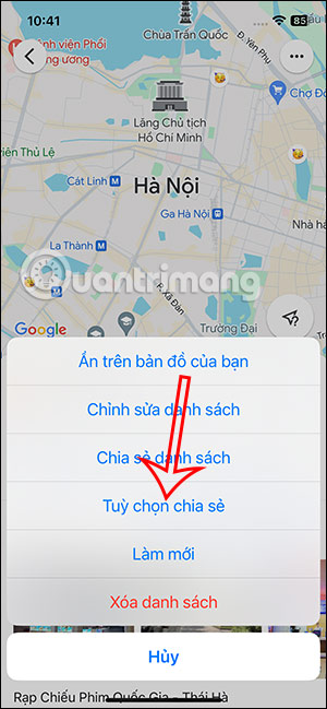 Tùy chỉnh chia sẻ địa điểm Google Maps