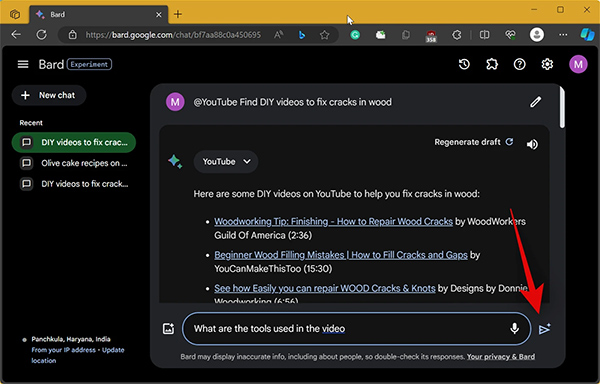 Tìm sản phẩm trong video Youtube trên Google Bard