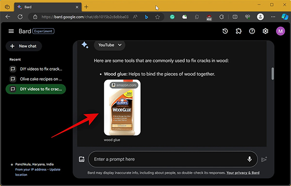 Link sản phẩm trong video Youtube trên Google Bard